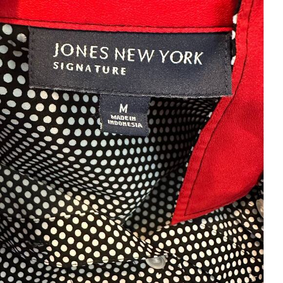 Jones New York black white polka dots buttoned shirt size M - Picture 3 of 9